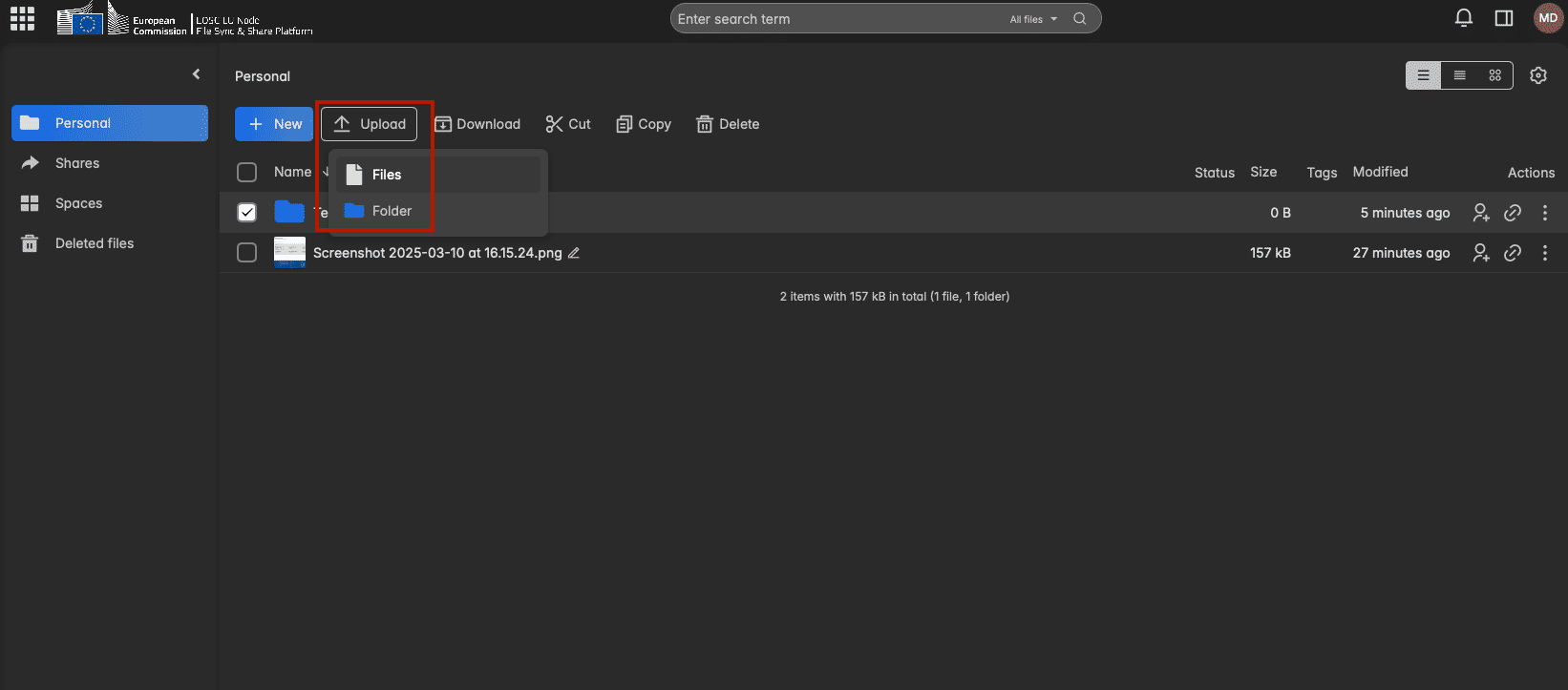 Screenshot of File Sync and Share